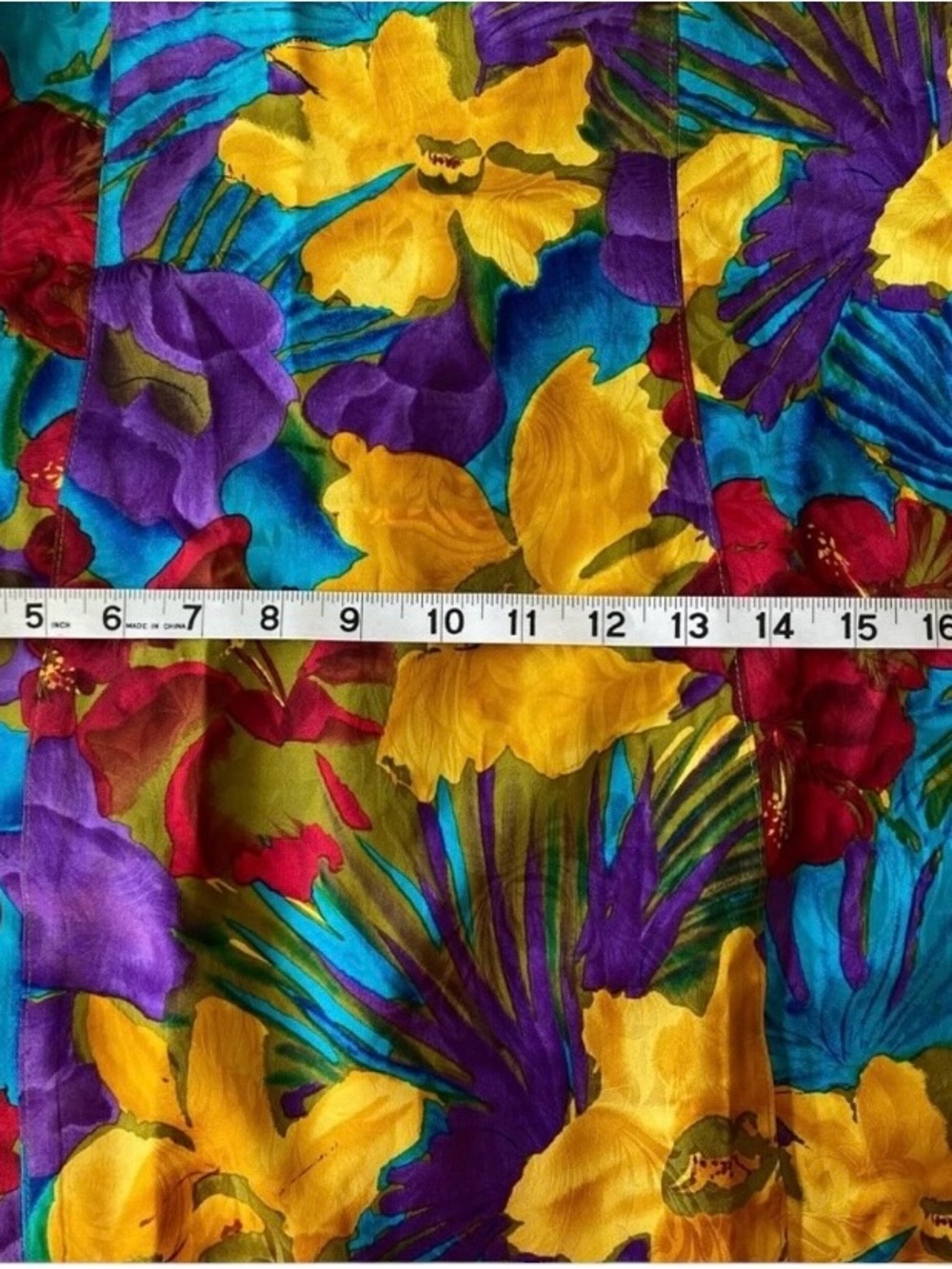 Vintage Gillian 100% Silk Tropical Floral Midi Dress Size 10 Off Shoulder Bright - Picture 8 of 12